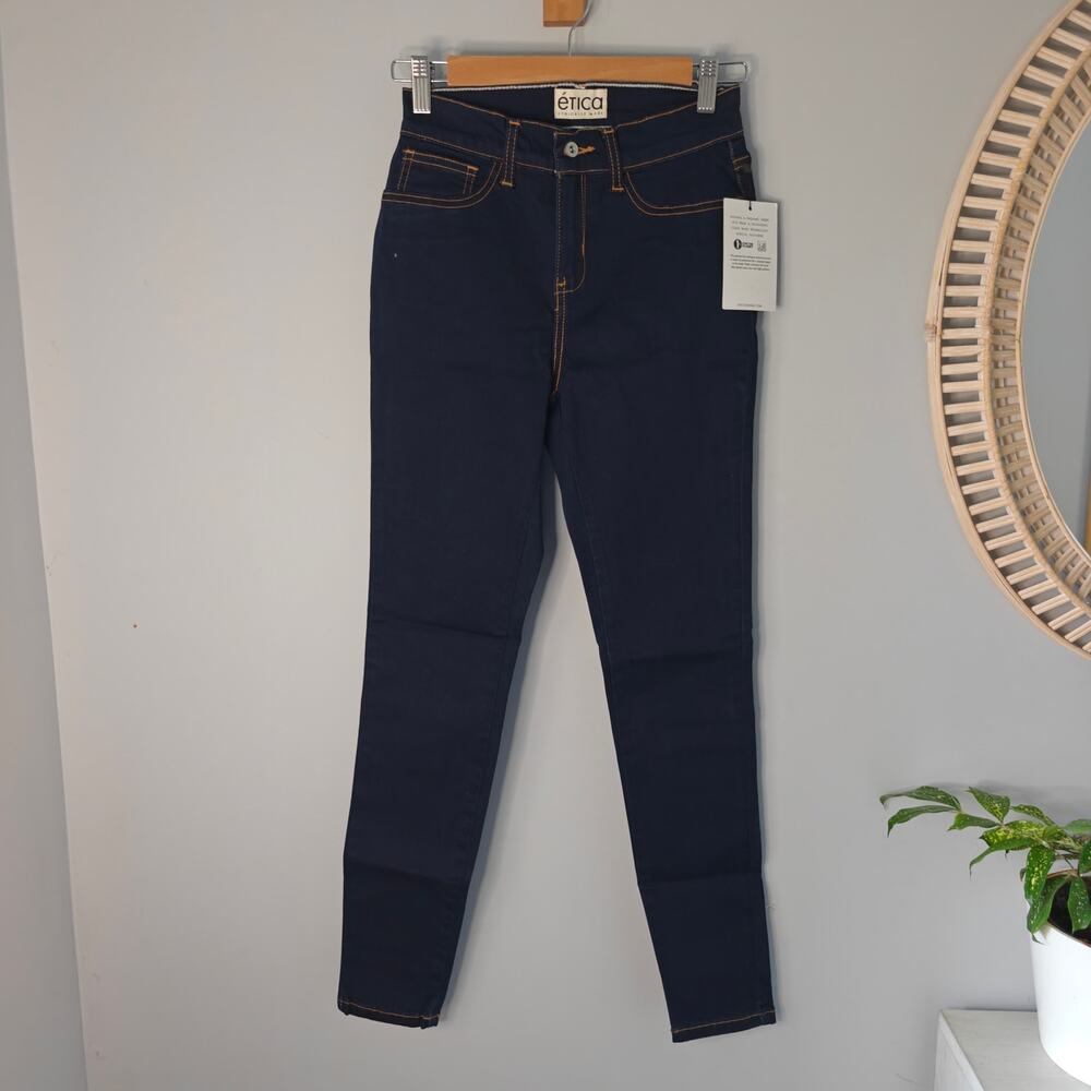 NWT Ética Slim Dark Blue High Rise Stretch Jeans Sustainable Size 2 (26"/S)